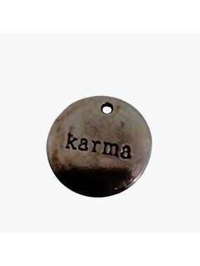 Karma Pendant Charm Inspiration Totem Silver Metal Medal